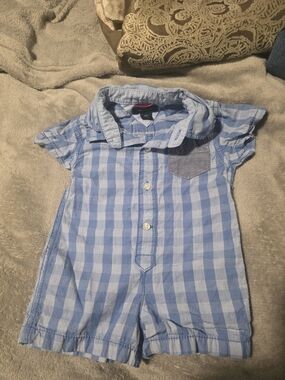 Tommy Hilfiger Light Blue and White Gingham One-Piece